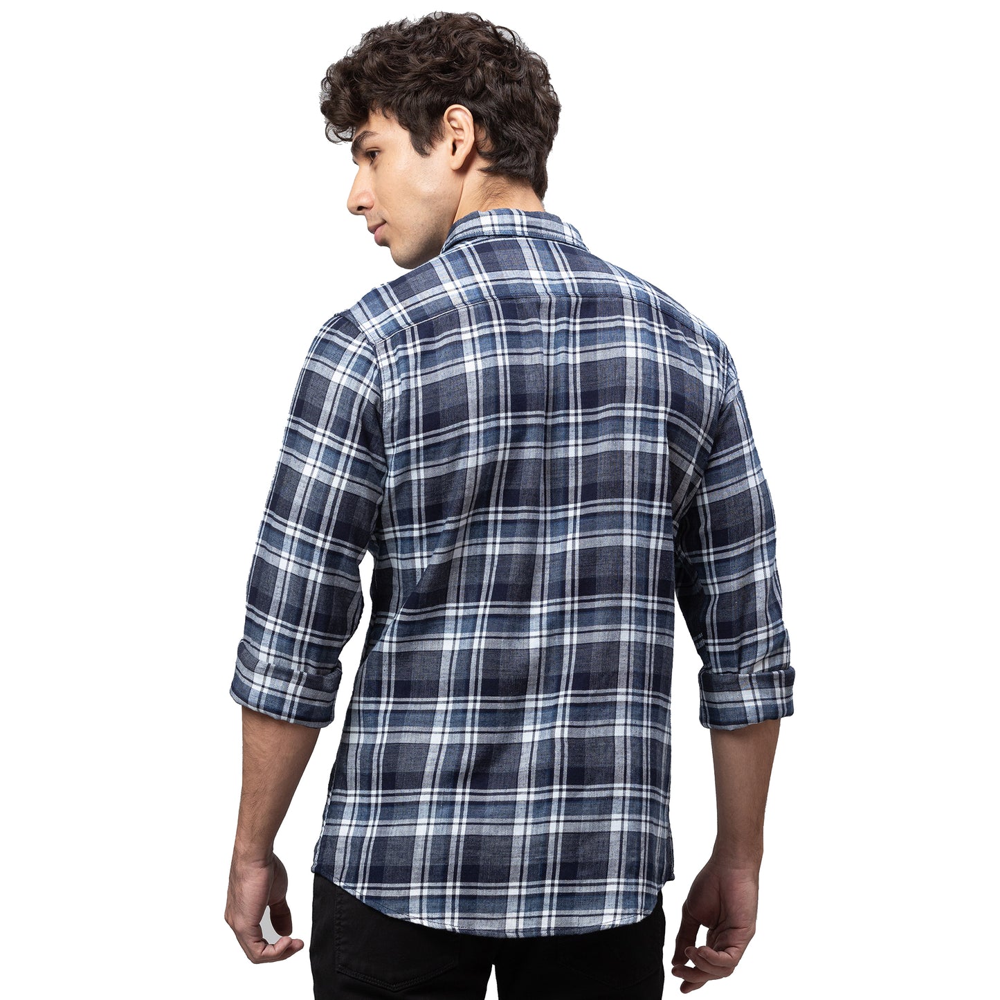 Being Human Slim Fit Men Collared Shirts-Navy
