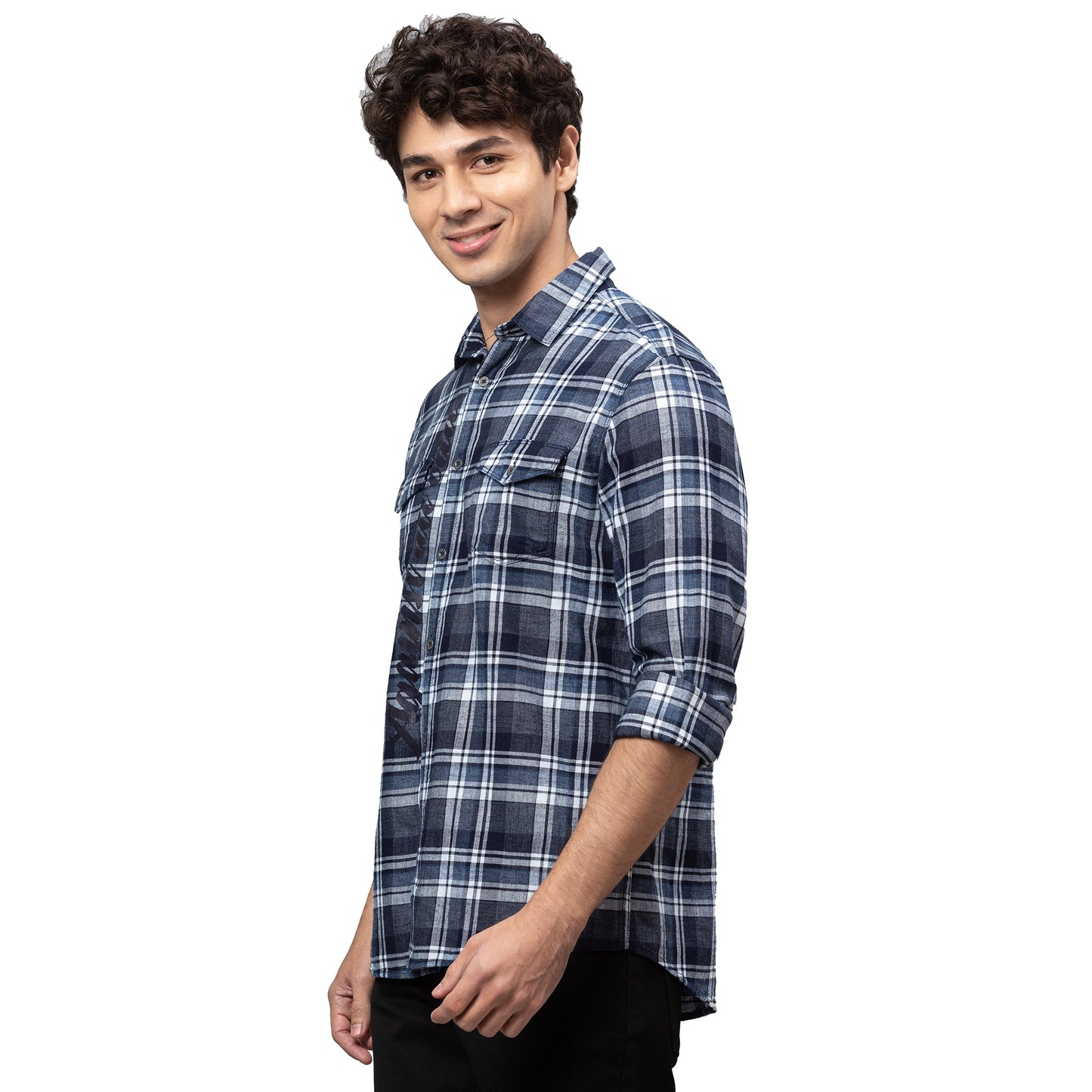 Being Human Slim Fit Men Collared Shirts-Navy