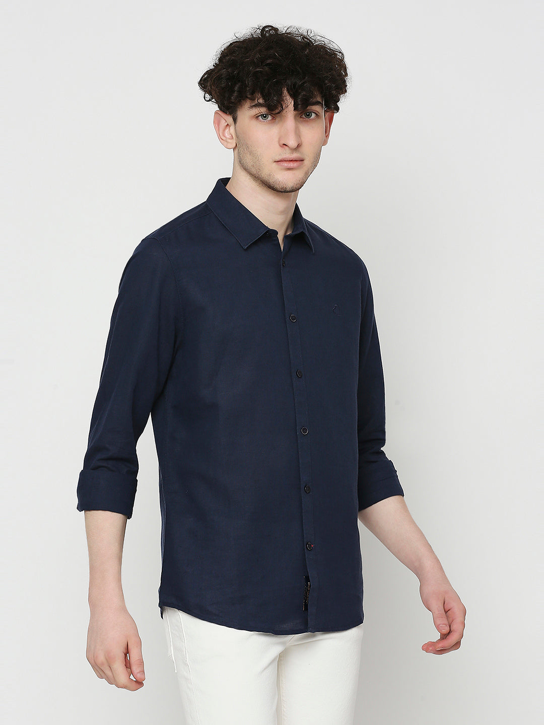 Being Human Slim Fit Men Collared Shirts-Navy