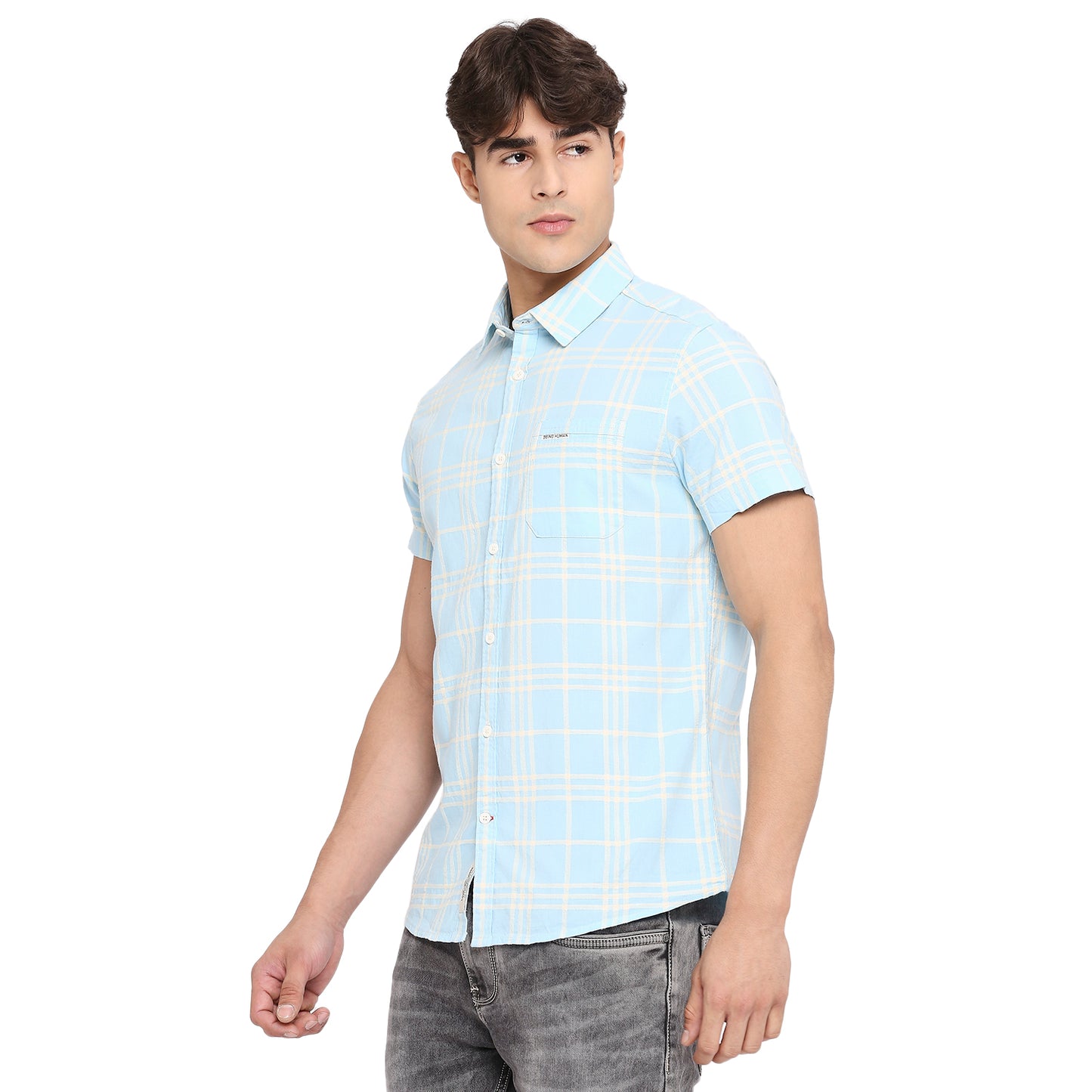 Being Human Slim Fit Men Collared Shirts-Blue