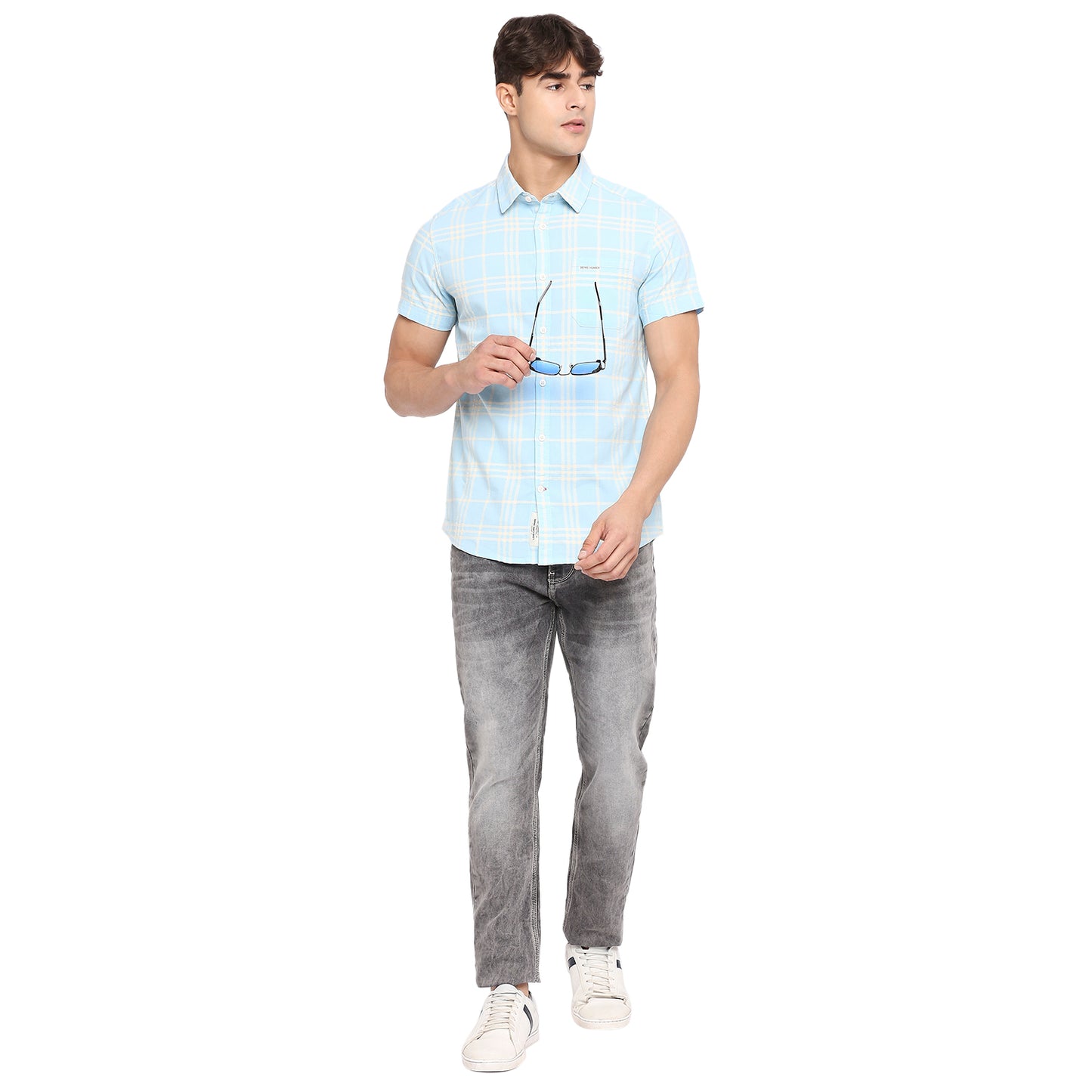 Being Human Slim Fit Men Collared Shirts-Blue