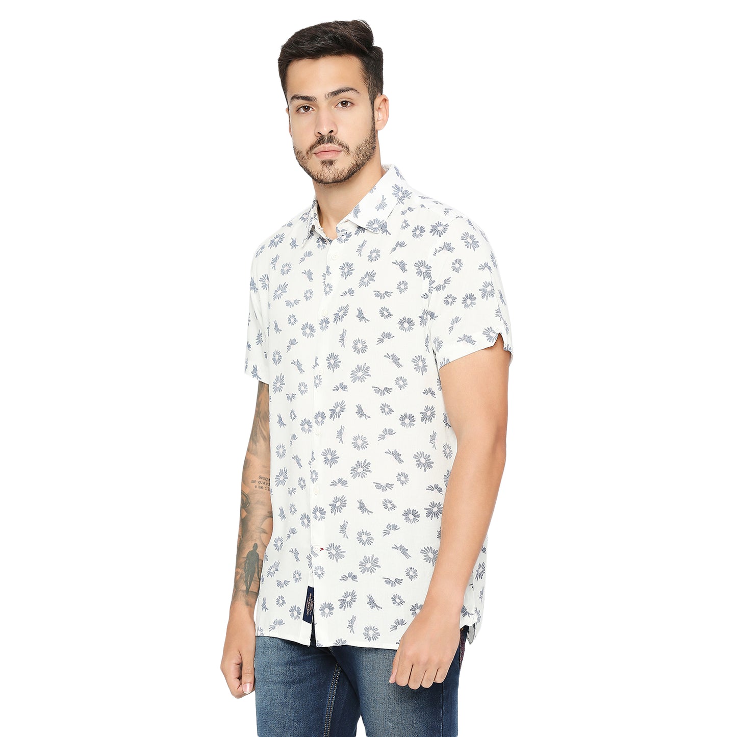 Being Human Slim Fit Men Collared Shirts-White