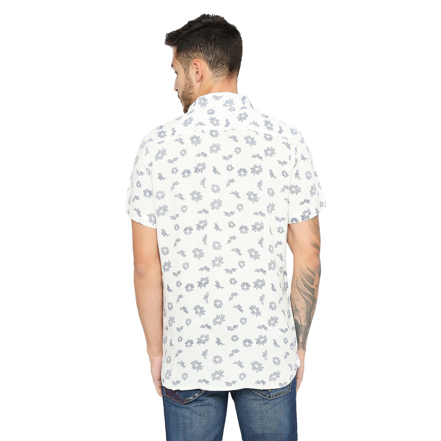 Being Human Slim Fit Men Collared Shirts-White