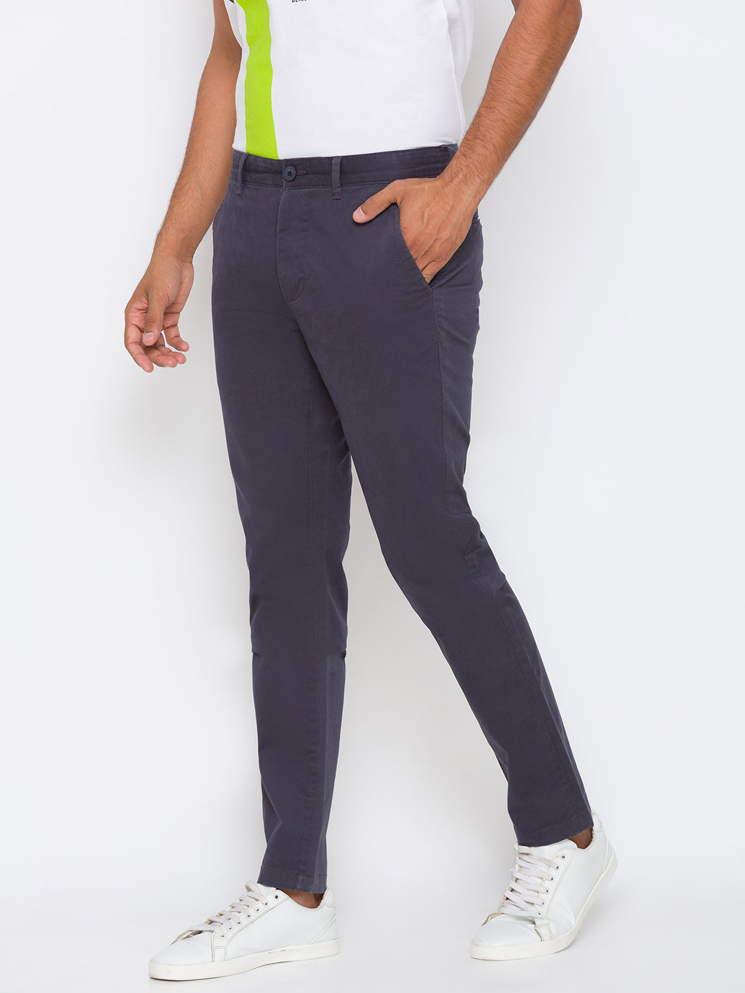 Being Human Men Slim Fit Chino-Charcoal