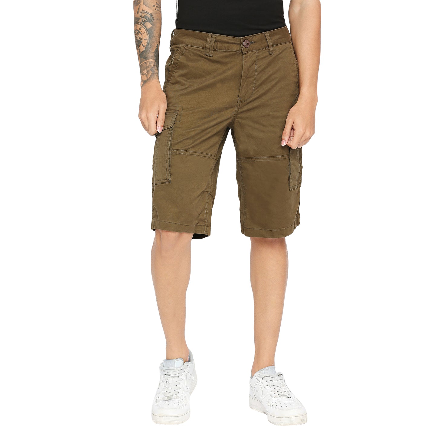 Being Human Men Cargo Fit Shorts-Green