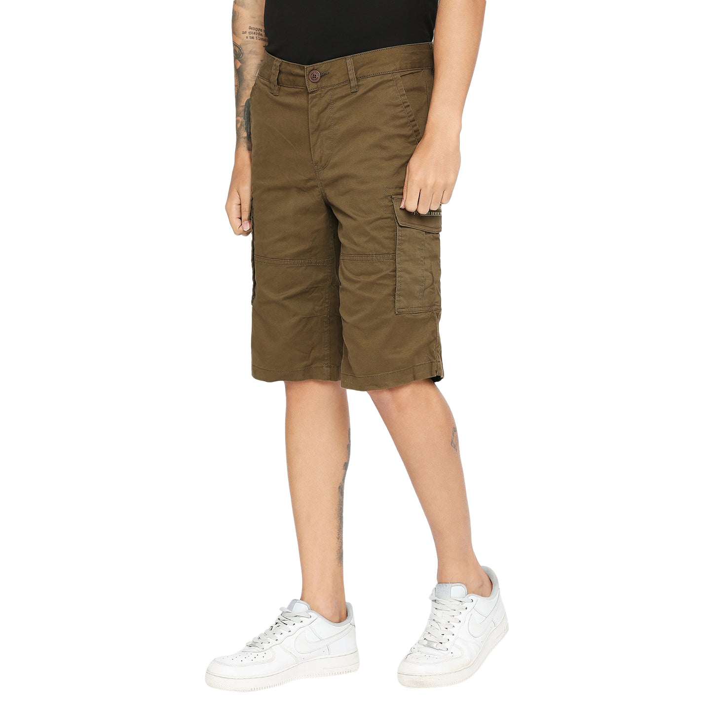 Being Human Men Cargo Fit Shorts-Green