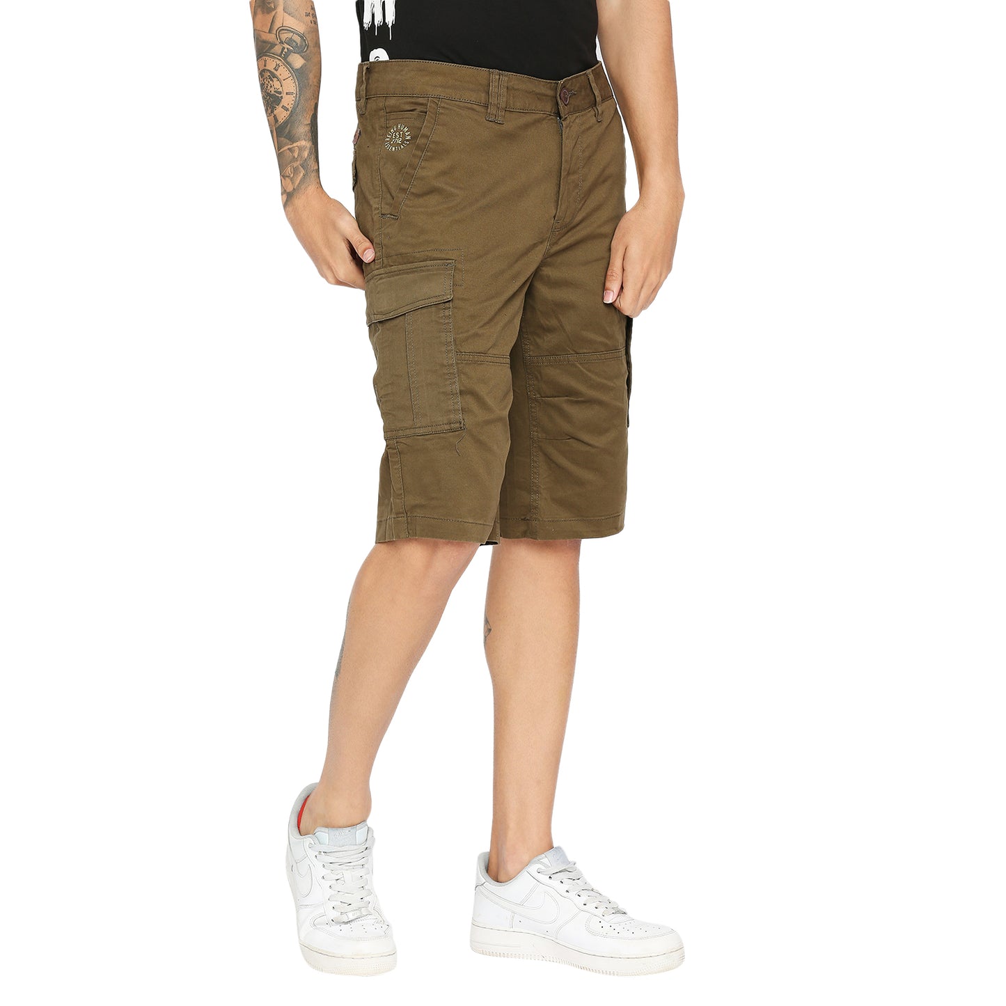 Being Human Men Cargo Fit Shorts-Green