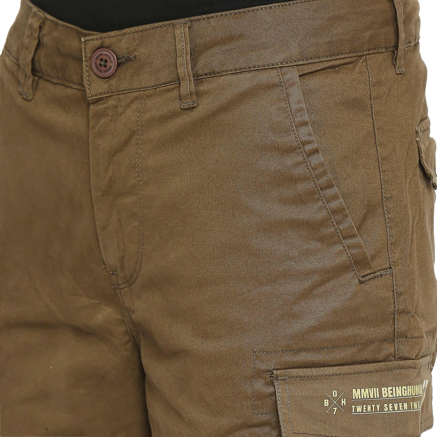 Being Human Men Cargo Fit Shorts-Green