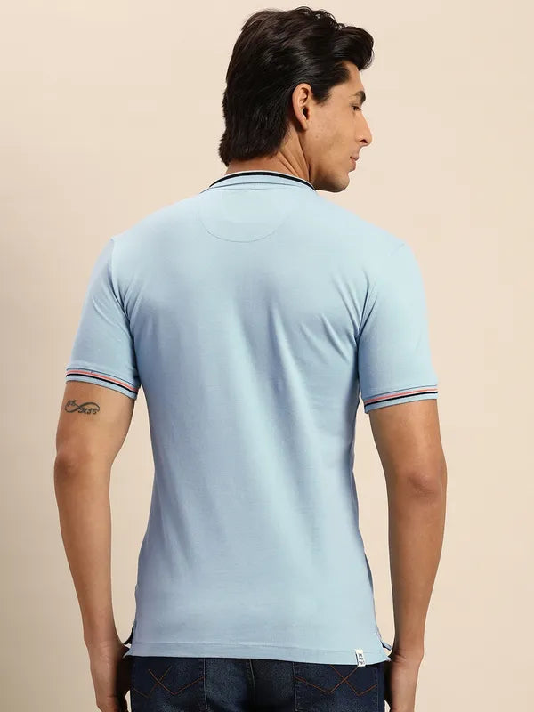 Being Human Regular Fit Men Polo Neck T-Shirts-Lt. Blue