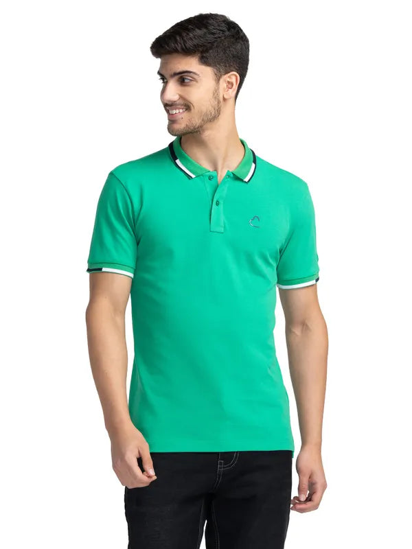 Being Human Regular Fit Men Polo Neck T-Shirts-Pop Green