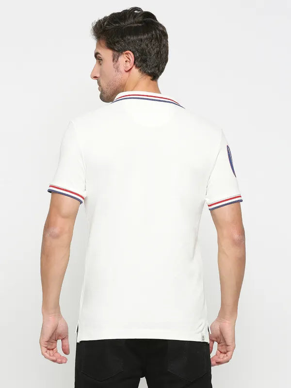 Being Human Regular Fit Men Polo Neck T-Shirts-Snow White