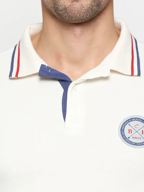 Being Human Regular Fit Men Polo Neck T-Shirts-Snow White