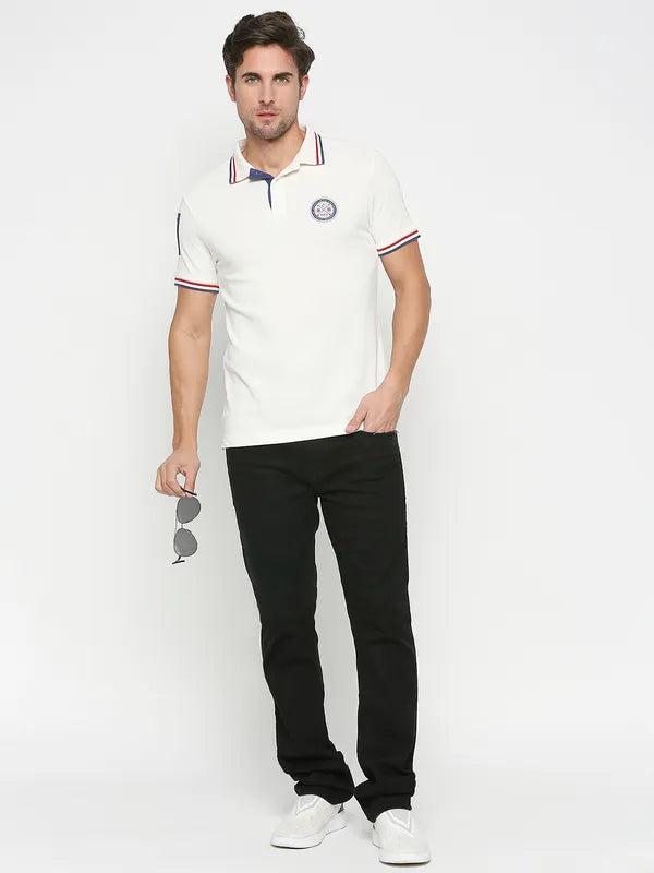 Being Human Regular Fit Men Polo Neck T-Shirts-Snow White