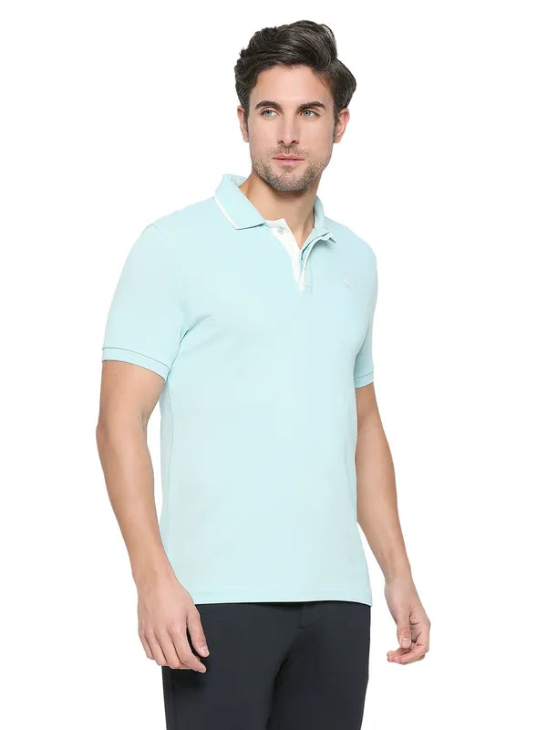 Being Human Regular Fit Men Polo Neck T-Shirts-Ice Blue
