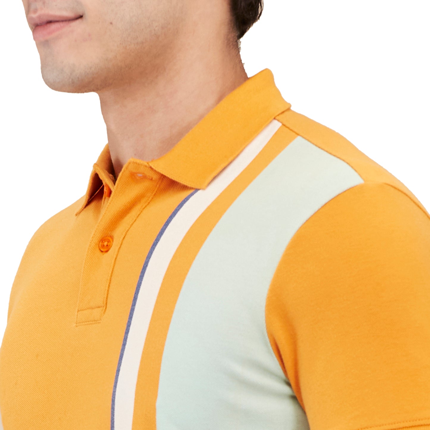 Being Human Men Colorblock Stripes Polo Neck-Amber