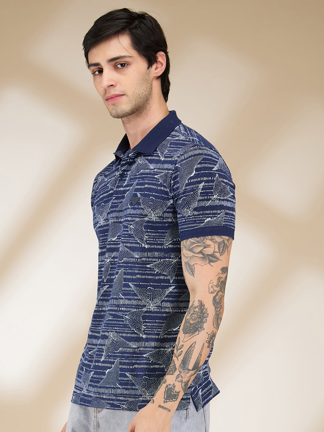 Being Human Men Conversational Polo Neck- Midnight blue