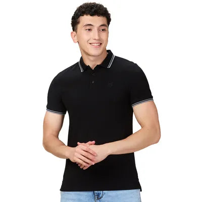 Being Human Men Solid Polo Neck- Navy, Black, White, Peach