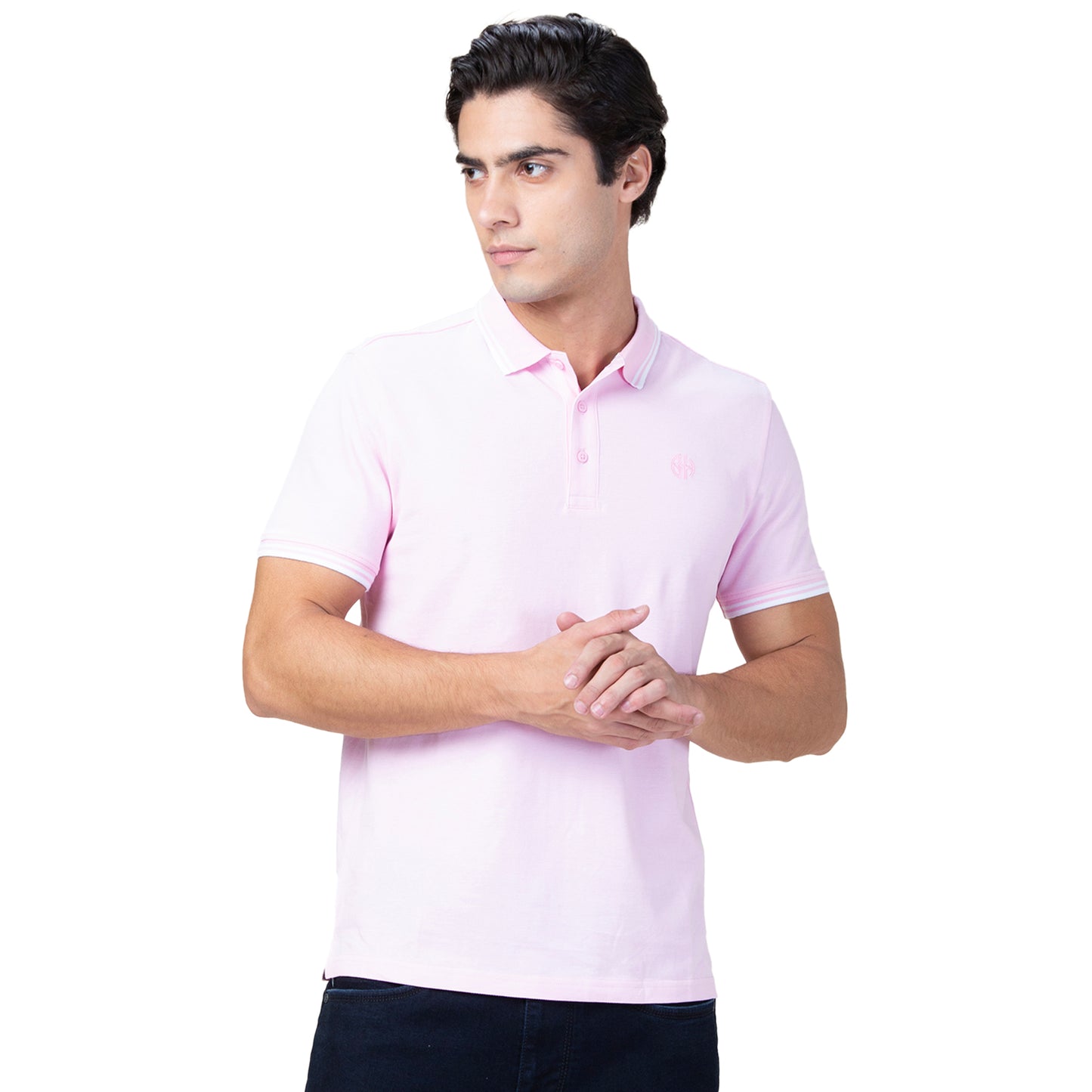 Being Human Mens-Top Polo Neck Lt.Pink