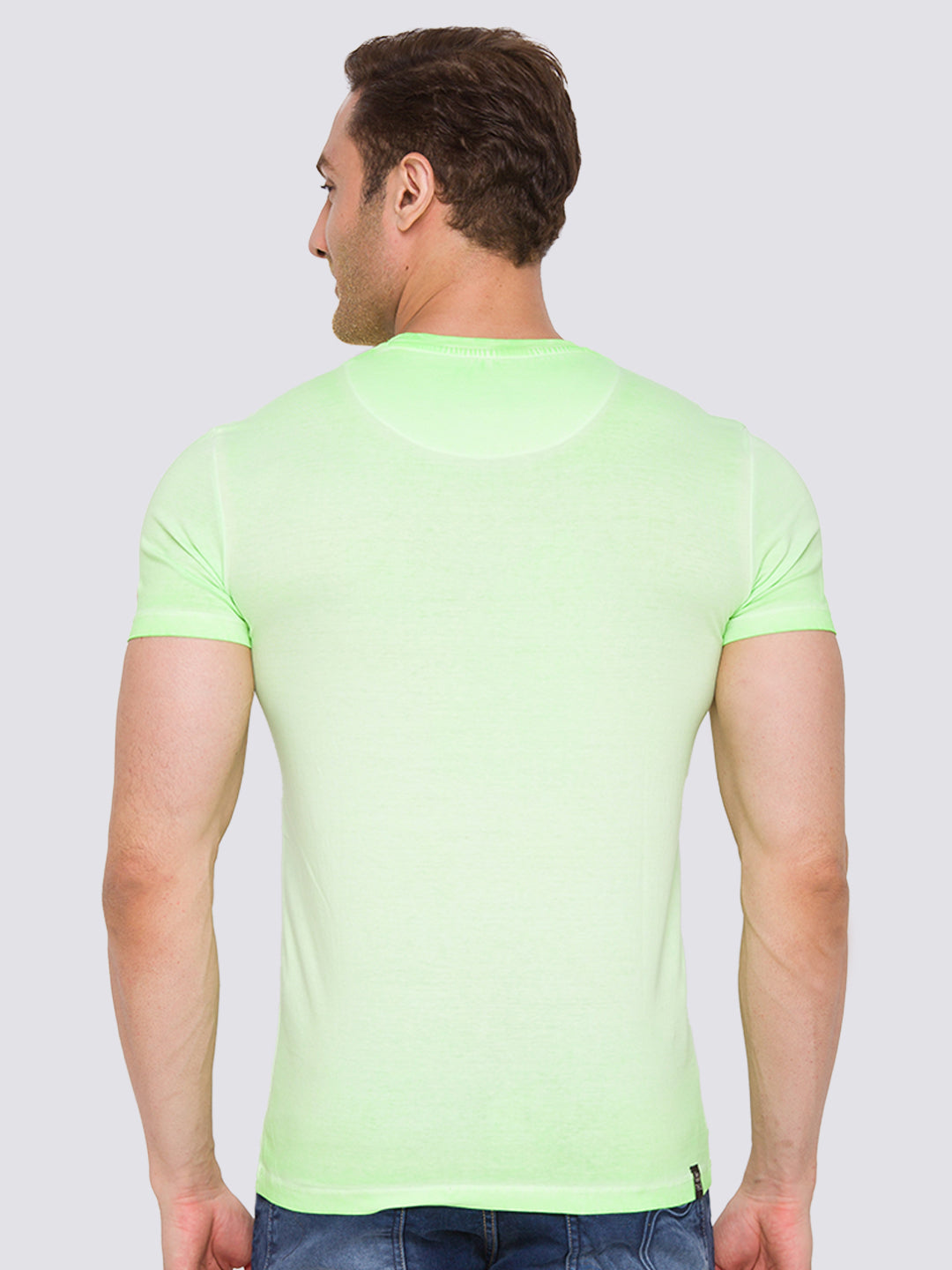 Being Human Slim Fit Men Crew Neck T-Shirts-Lime