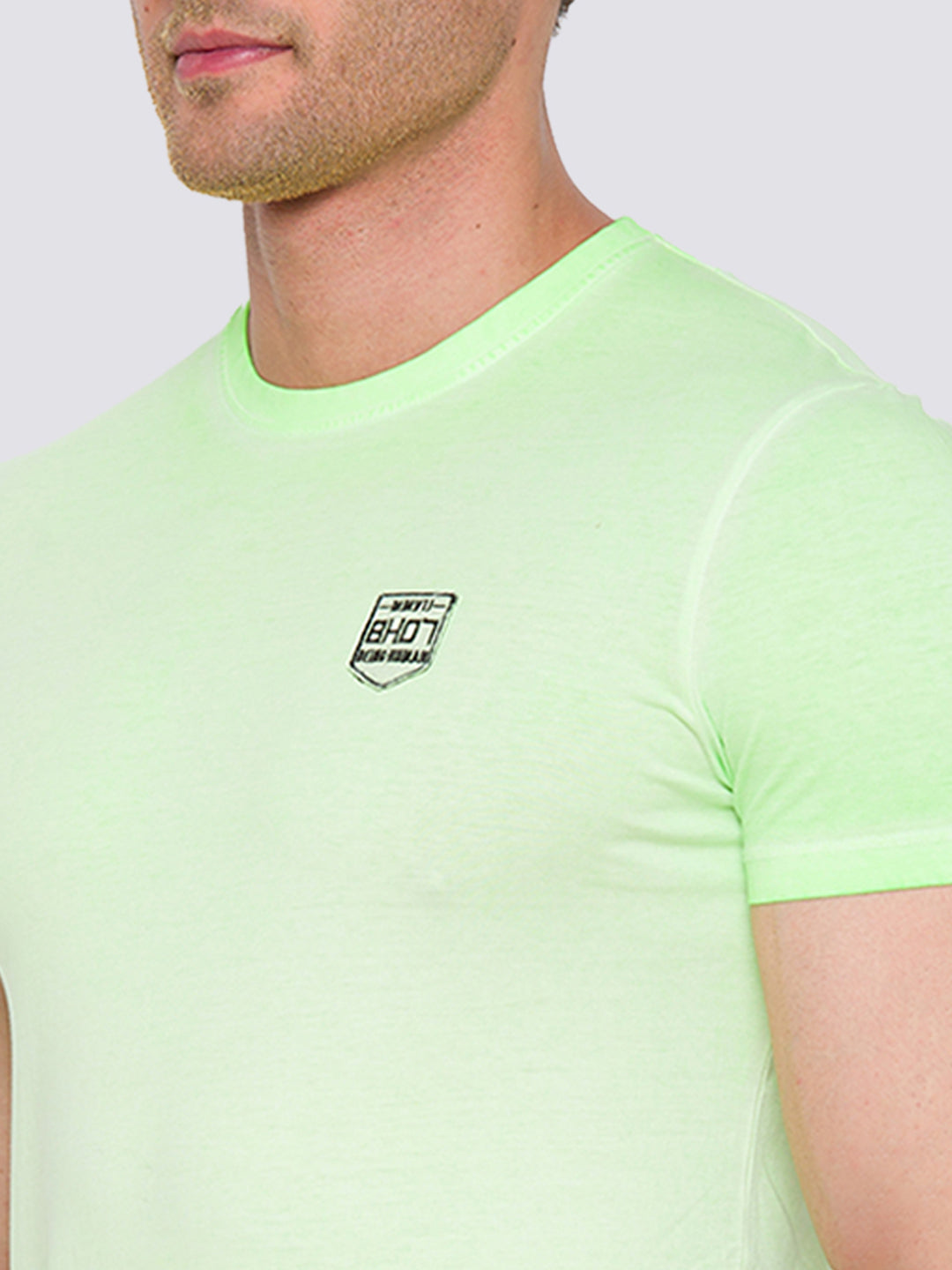 Being Human Slim Fit Men Crew Neck T-Shirts-Lime