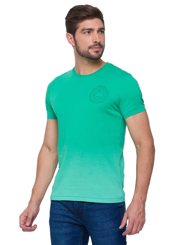 Being Human Slim Fit Men Crew Neck T-Shirts-Ming Green