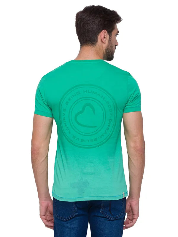 Being Human Slim Fit Men Crew Neck T-Shirts-Ming Green