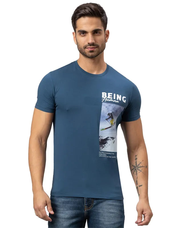 Being Human Regular Fit Men Crew Neck T-Shirts-Blue