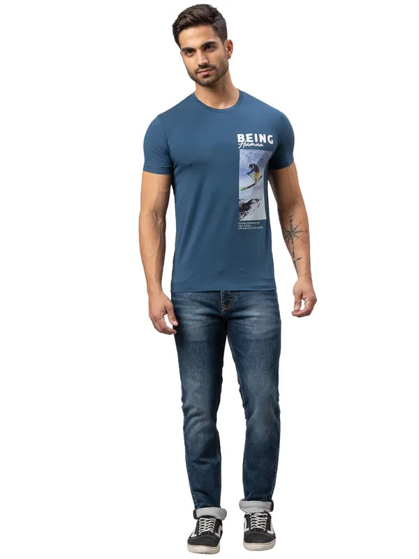 Being Human Regular Fit Men Crew Neck T-Shirts-Blue