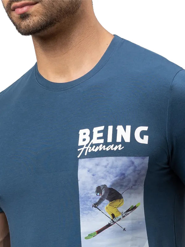 Being Human Regular Fit Men Crew Neck T-Shirts-Blue