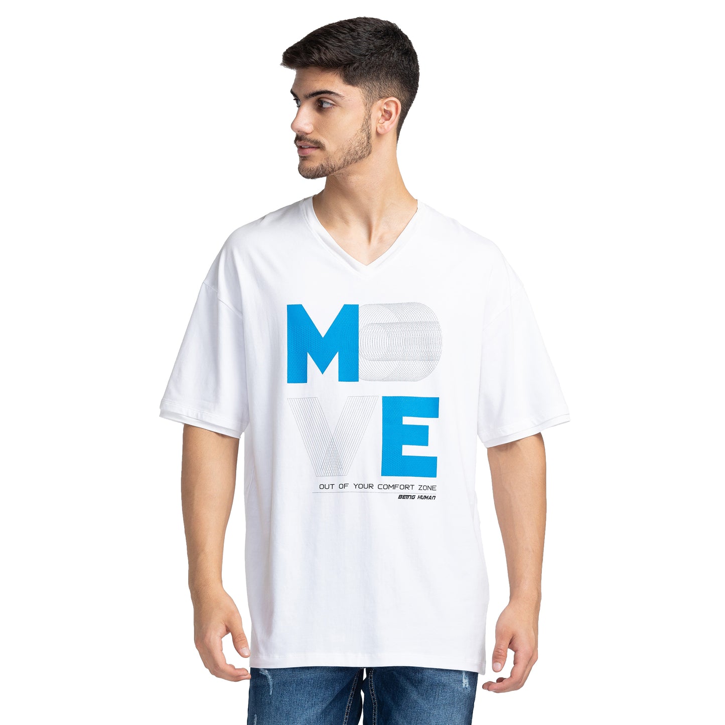 Being Human Regular Fit Men Crew Neck T-Shirts-White