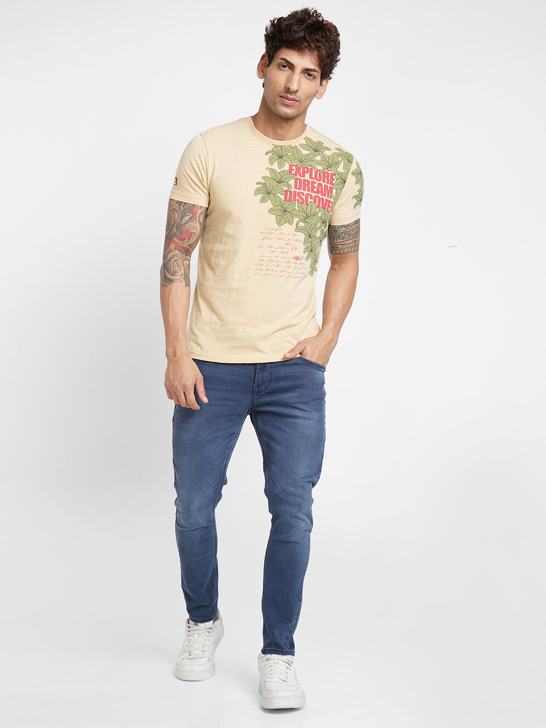 Being Human Men T-Shirts-Beige