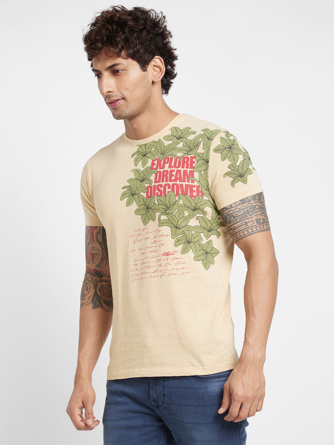 Being Human Men T-Shirts-Beige