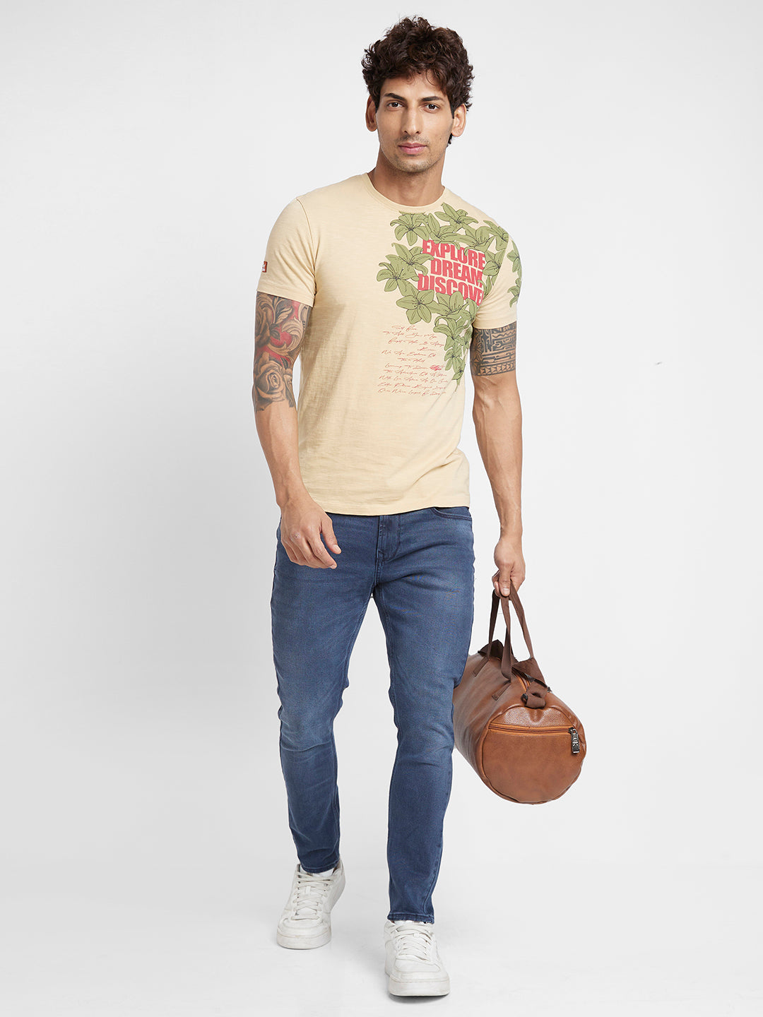Being Human Men T-Shirts-Beige