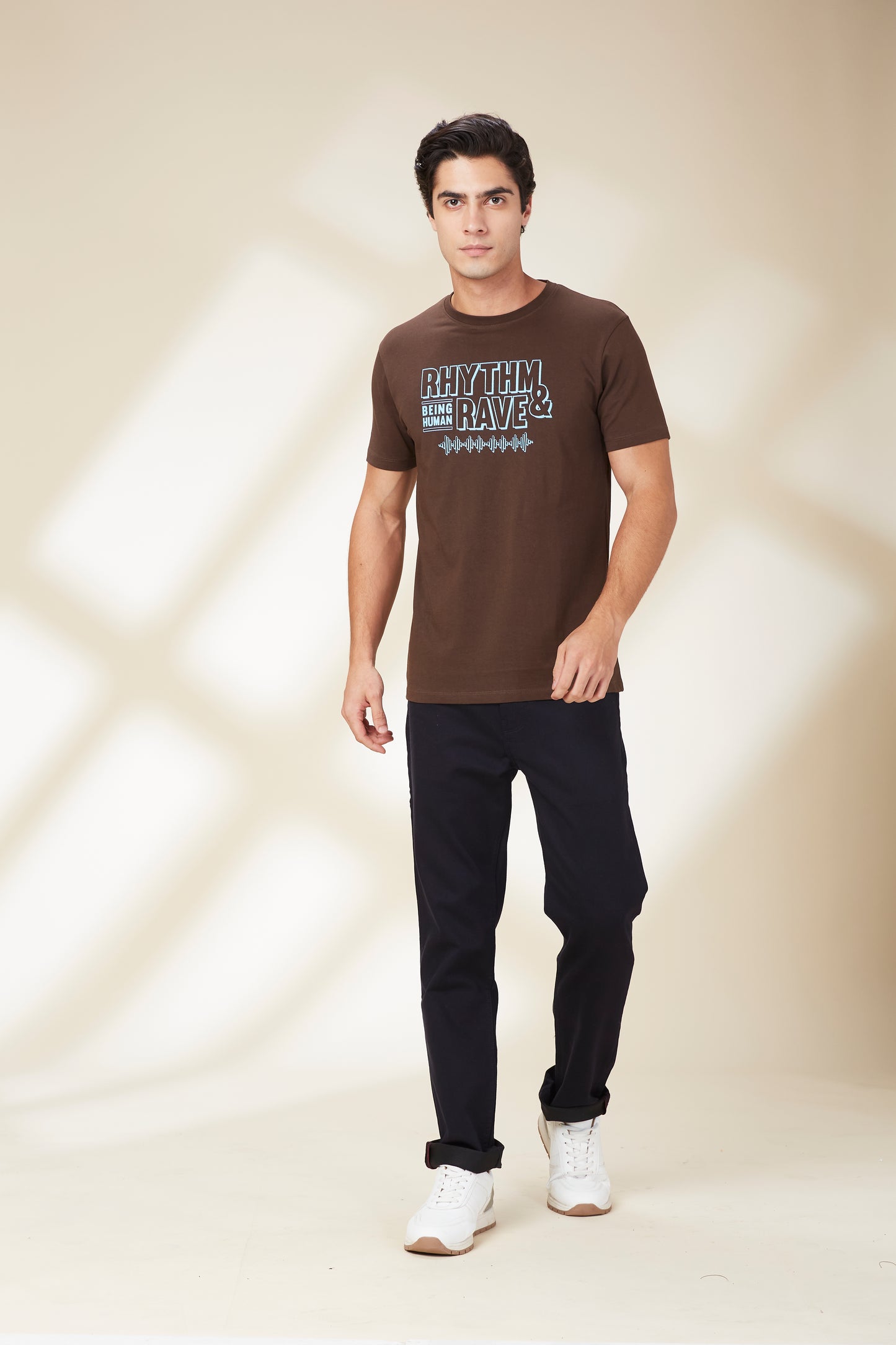 Being Human Mens-Top Crew Neck Chestnut