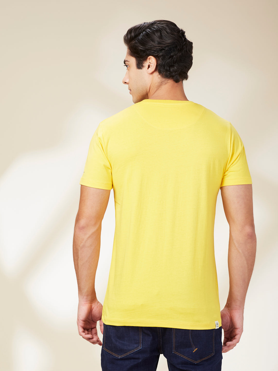 Being Human Men Yellow Graphic Crew Neck T-Shirt