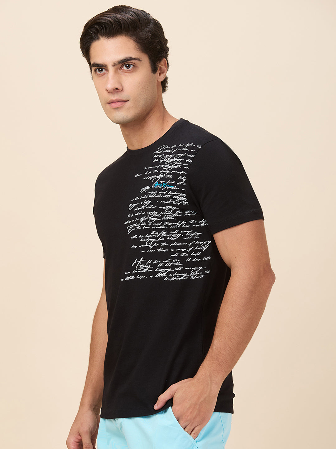 Being Human Men Black Letter Crew Neck T-Shirt