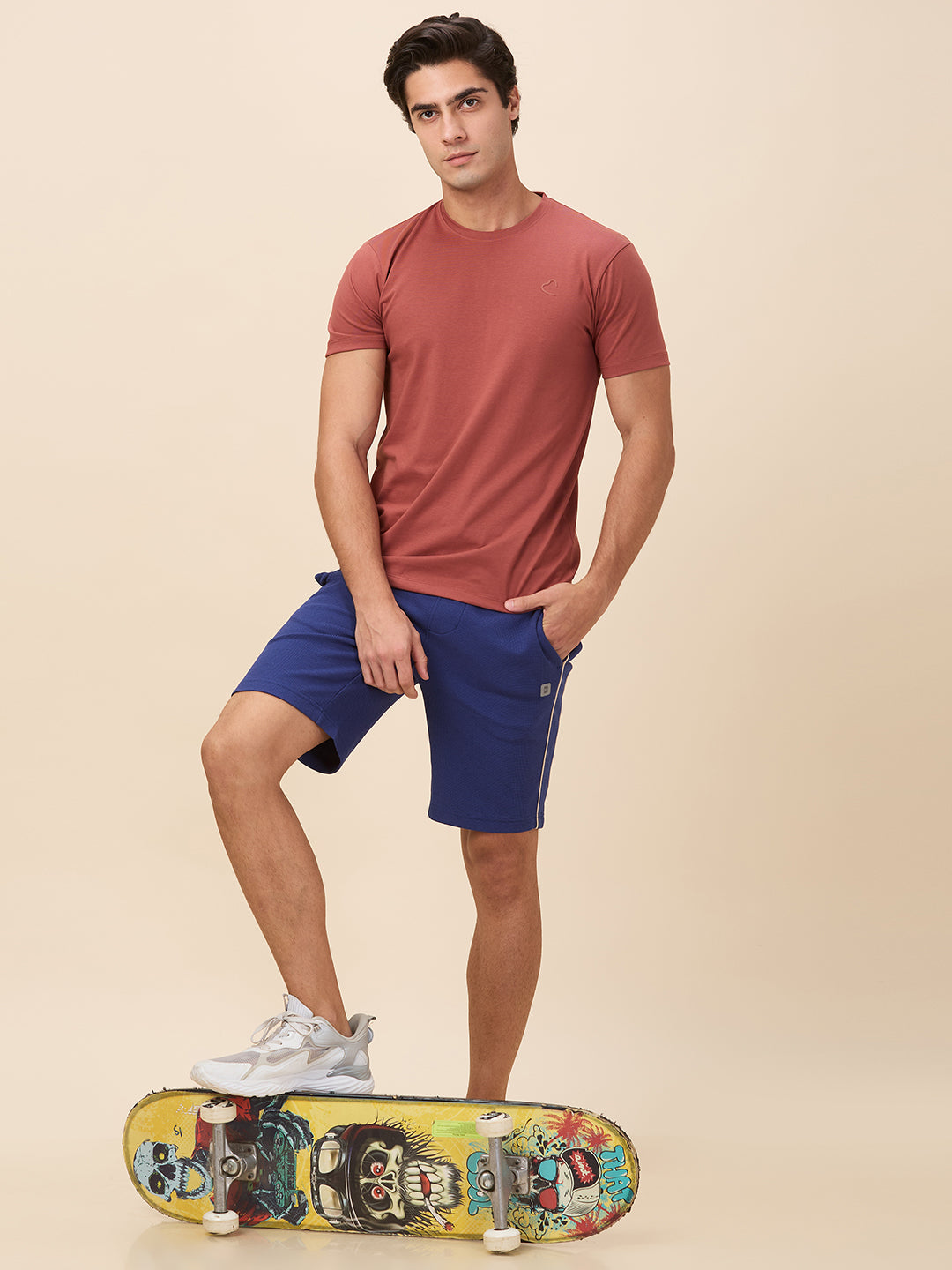 Being Human Men Blue Textured Shorts