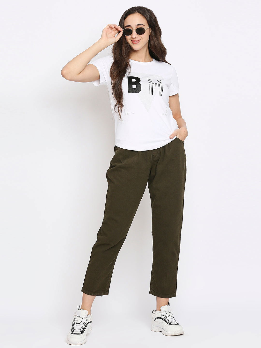 Being Human Easy Fit Women Crew Neck T-Shirts-Jet Black & White - beinghumanbd -