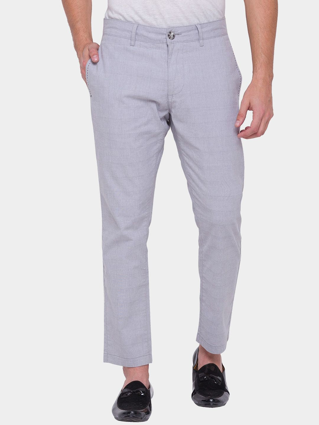 Being Human Men Cropped Fit Chino-Gray - beinghumanbd -