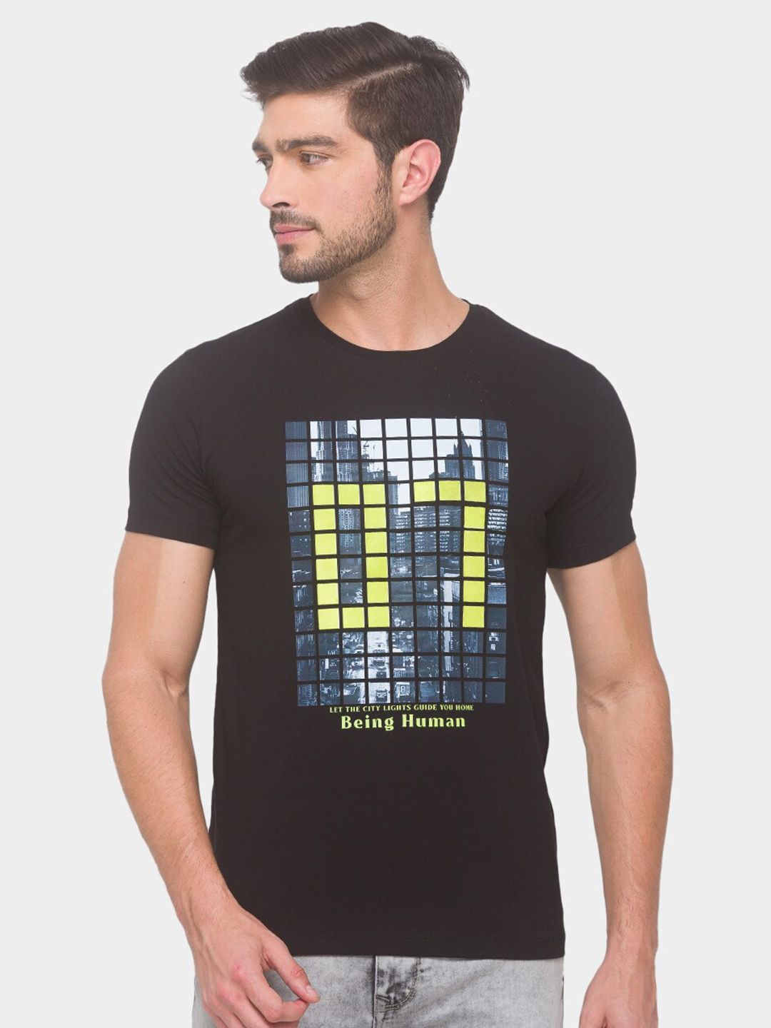 Being Human Men None T-Shirts-Black & Scuba Blue - beinghumanbd -
