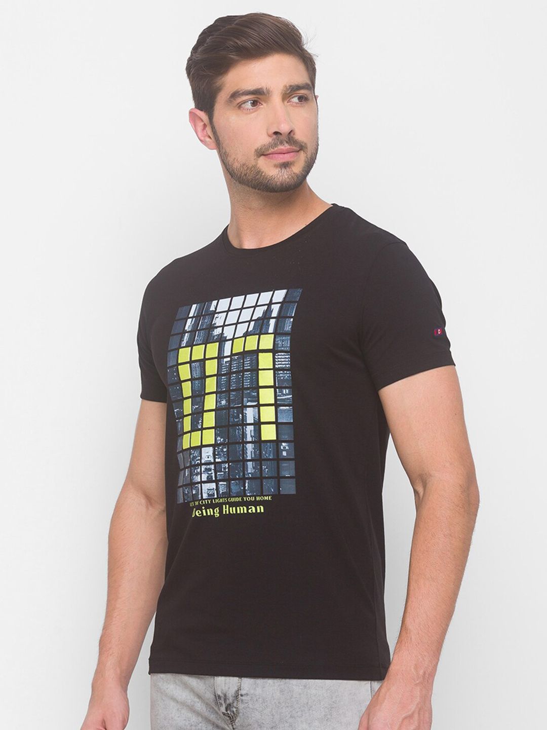 Being Human Men None T-Shirts-Black & Scuba Blue - beinghumanbd -