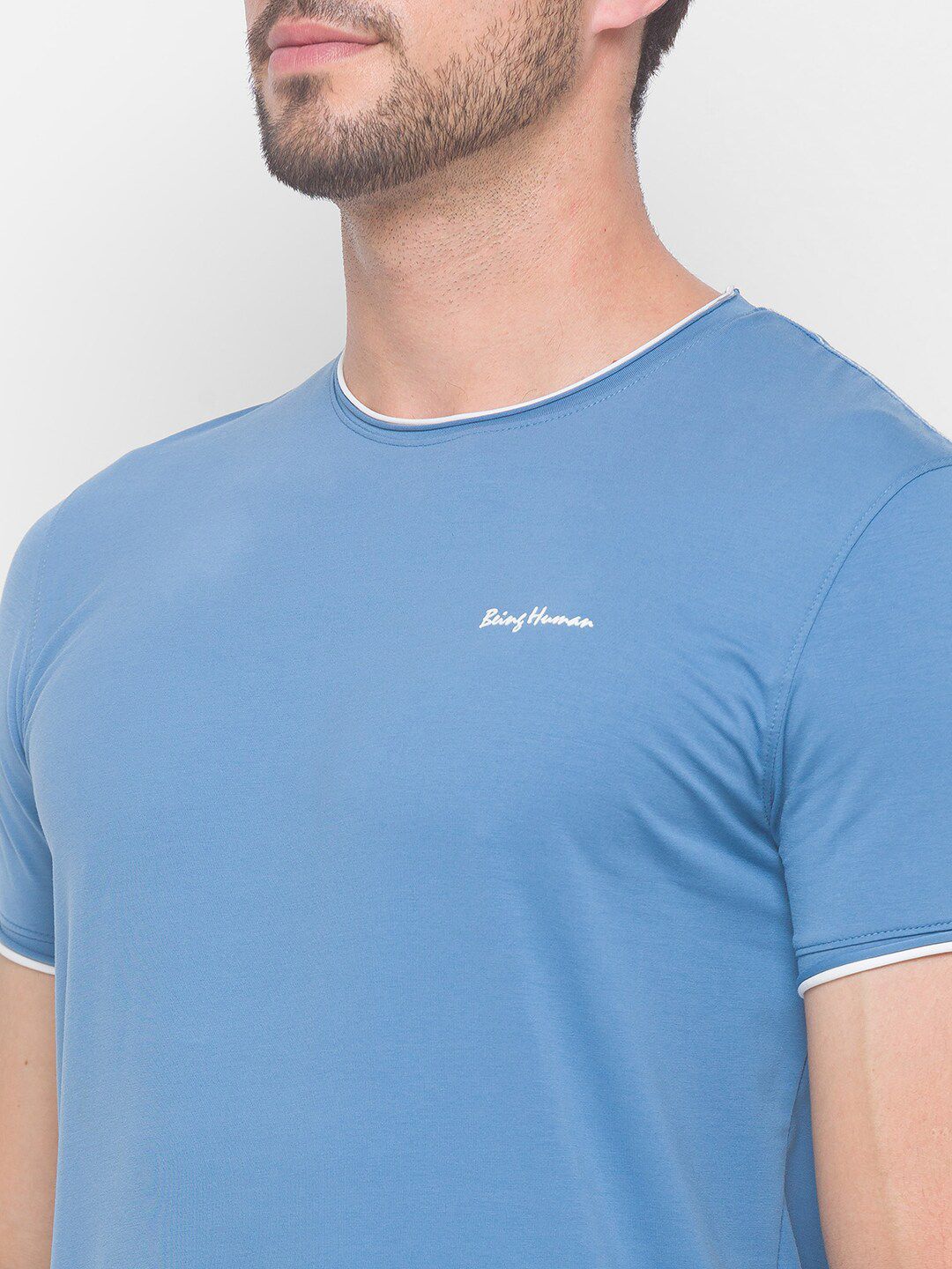 Being Human Men None T-Shirts-Blue & White - beinghumanbd -