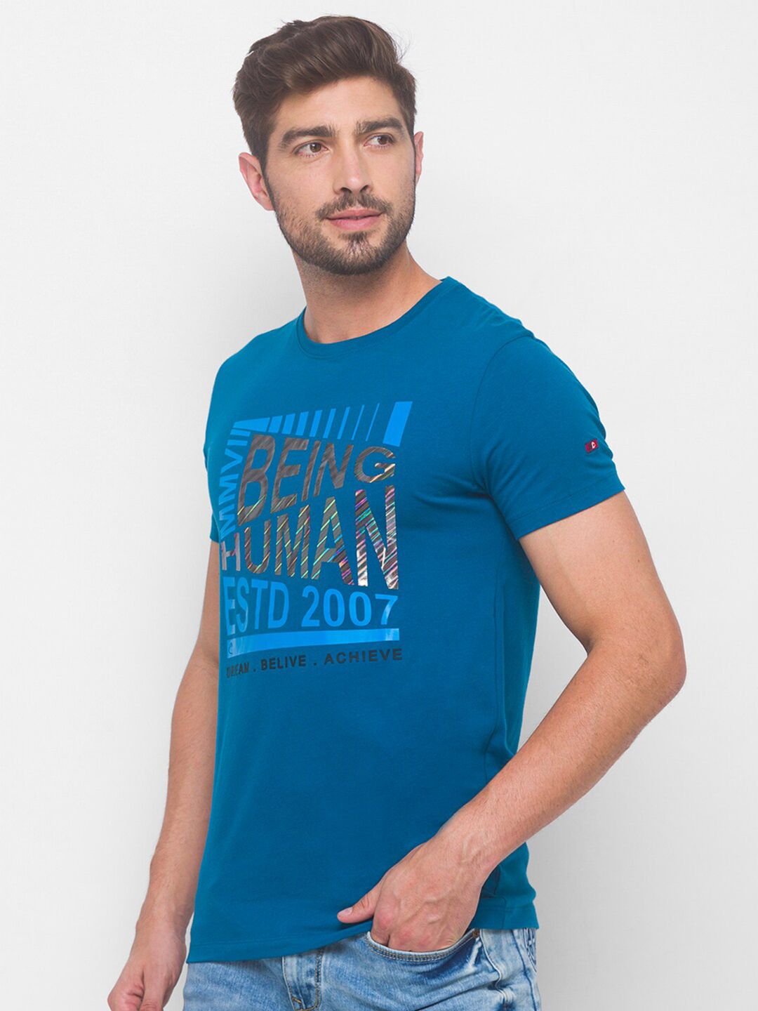 Being Human Men None T-Shirts-Marine Blue - beinghumanbd -