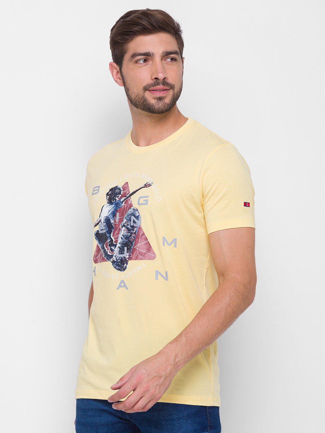 Being Human Men None T-Shirts-Navy & Pale Yellow - beinghumanbd -