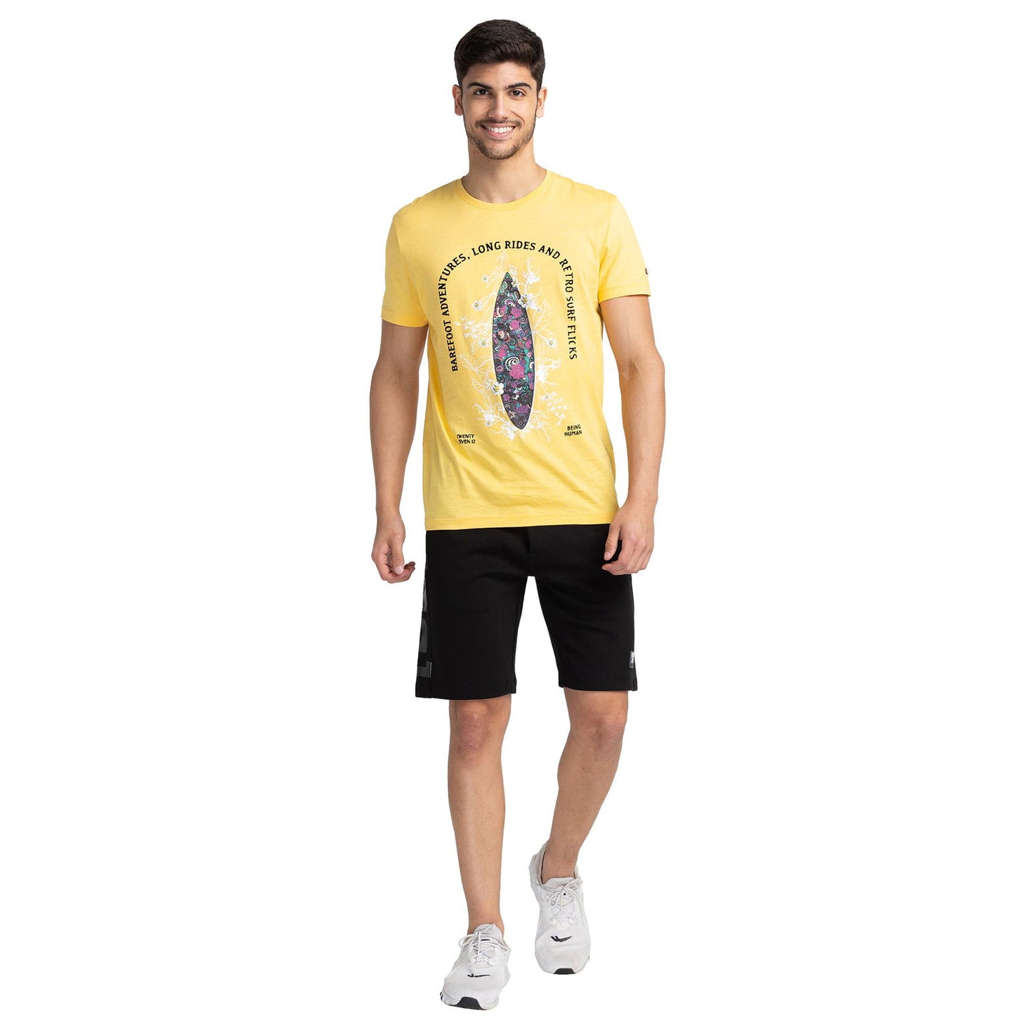 Being Human Men Regular Fit Shorts-Black & Navy - beinghumanbd -