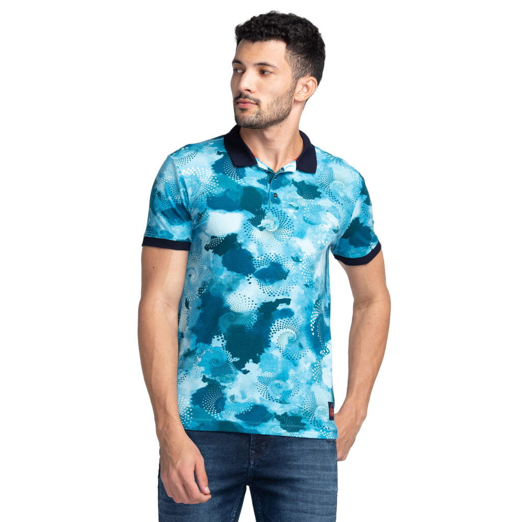 Being Human Men Regular Fit T-Shirts-Blue & Brown - beinghumanbd -