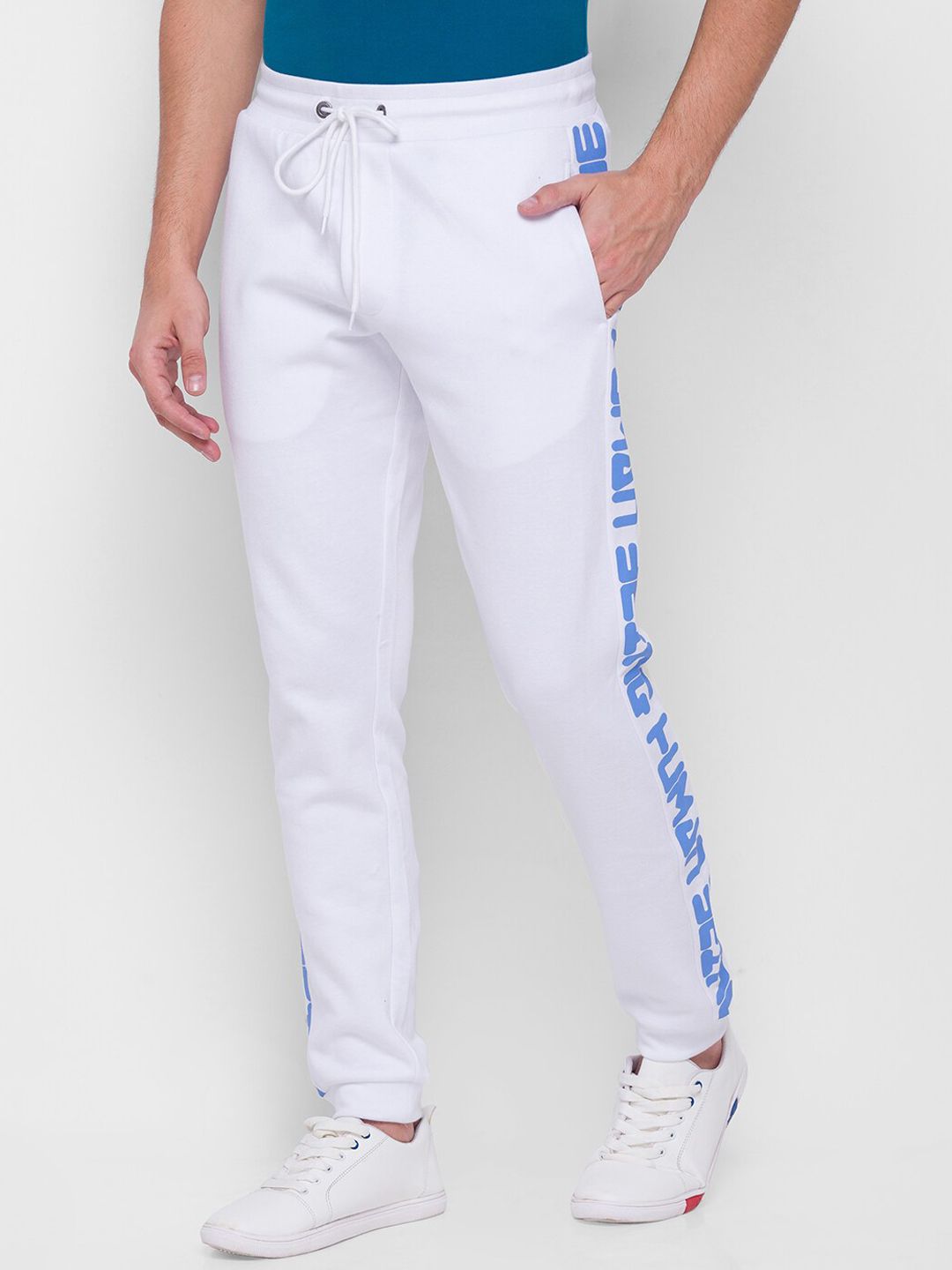 Being Human Men Track Pants-White & Navy - beinghumanbd -