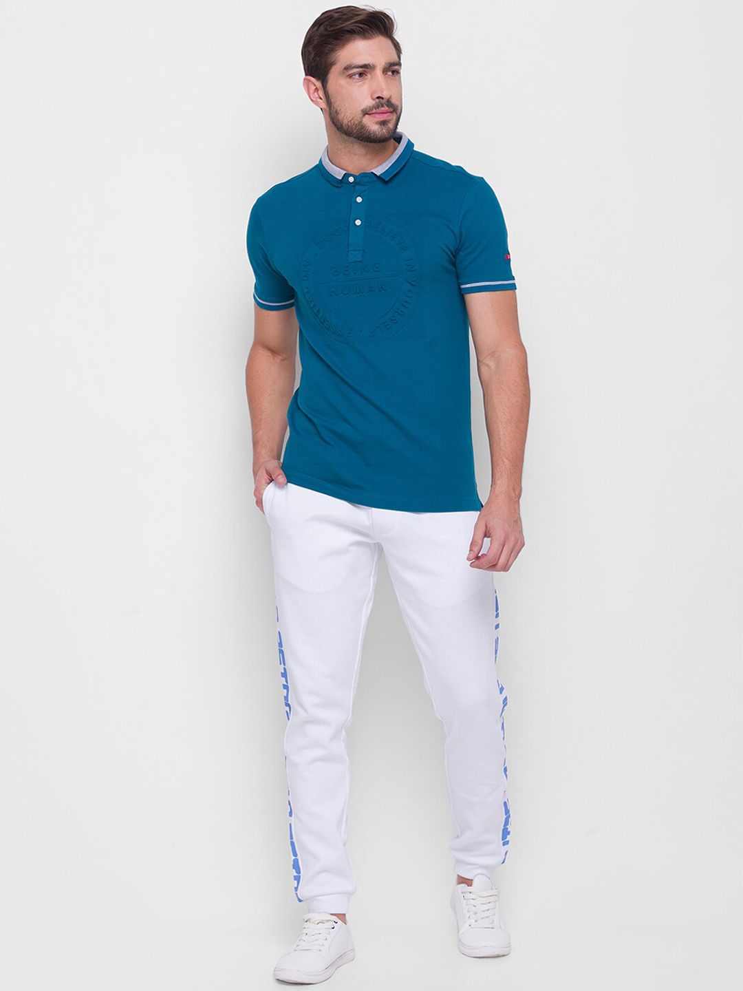 Being Human Men Track Pants-White & Navy - beinghumanbd -