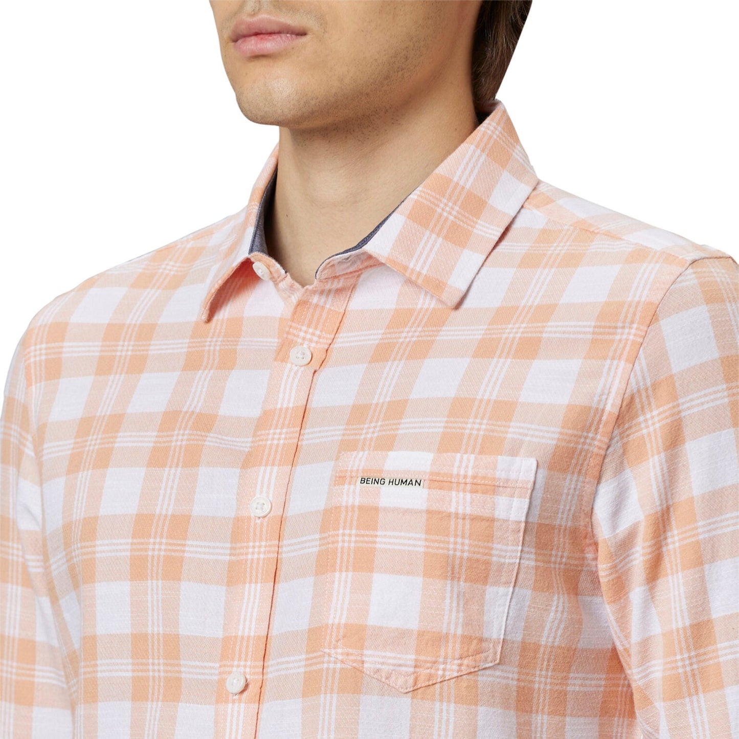 Being Human Slim Fit Men Collared Shirts-Blue & Orange - beinghumanbd -