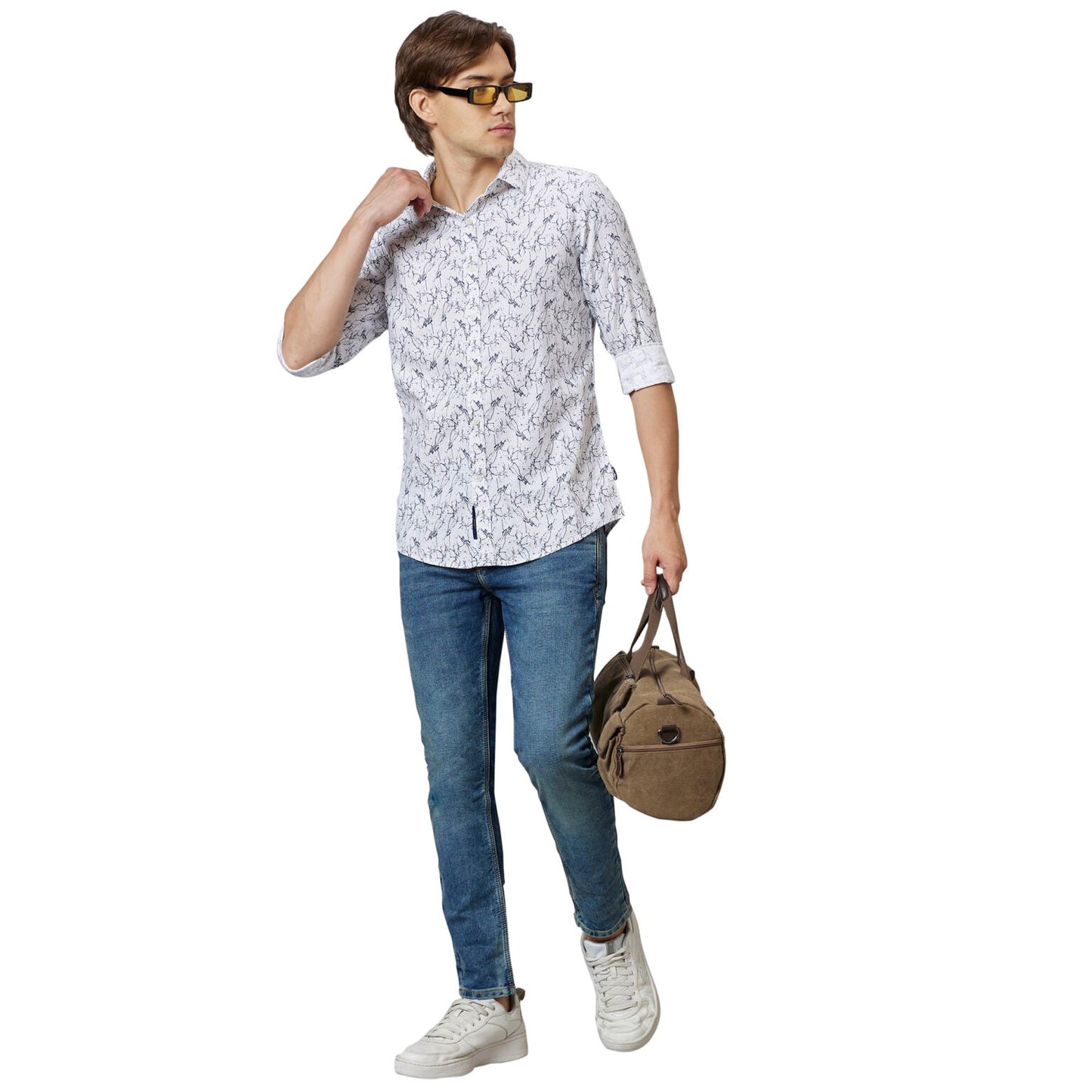 Being Human Slim Fit Men Collared Shirts-White - beinghumanbd -